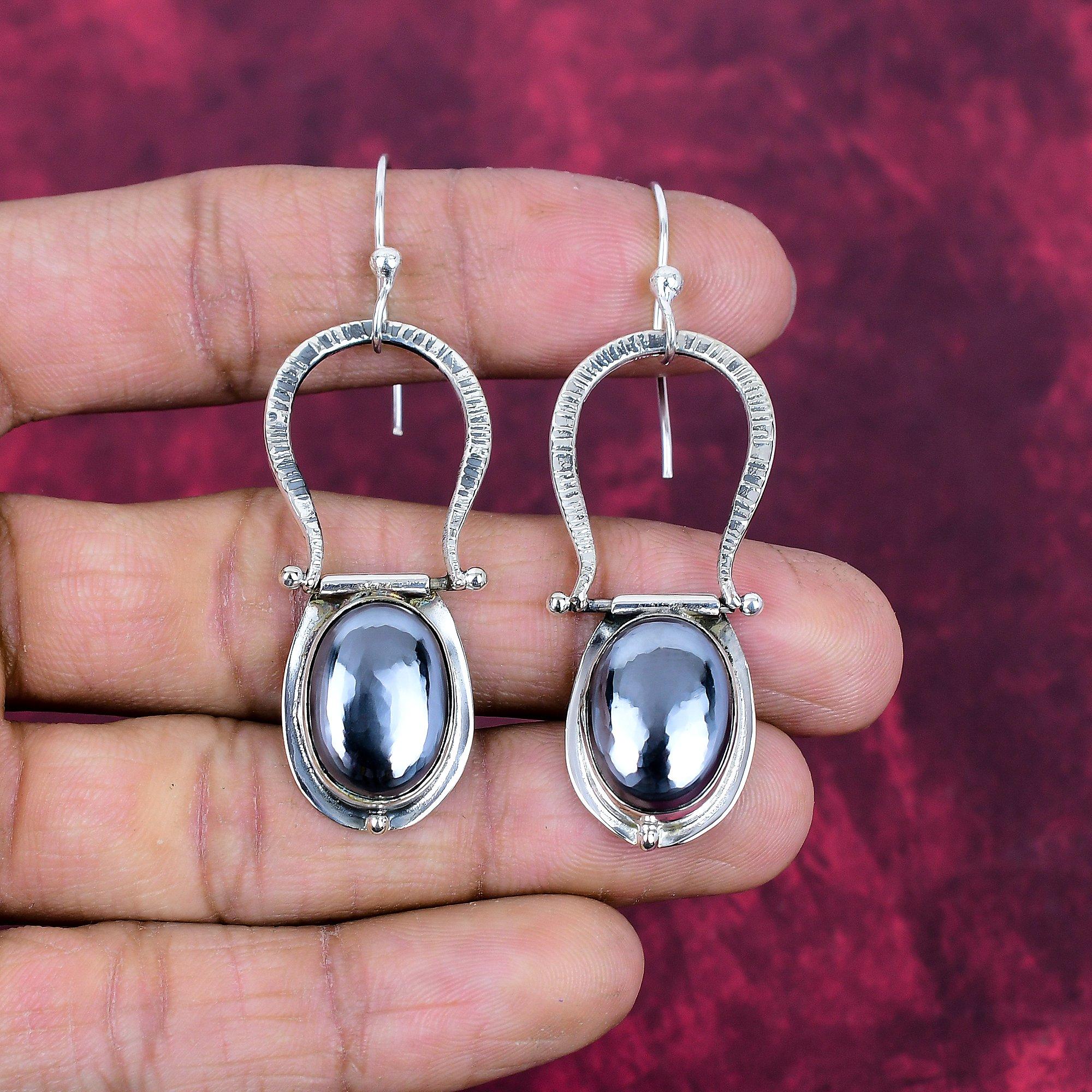 

Shungite Jewelry, 925 Solid Sterling Silver Earrings Jewelry, Handmade Earrings Gemstone Jewelry For Women 2.63 Inches