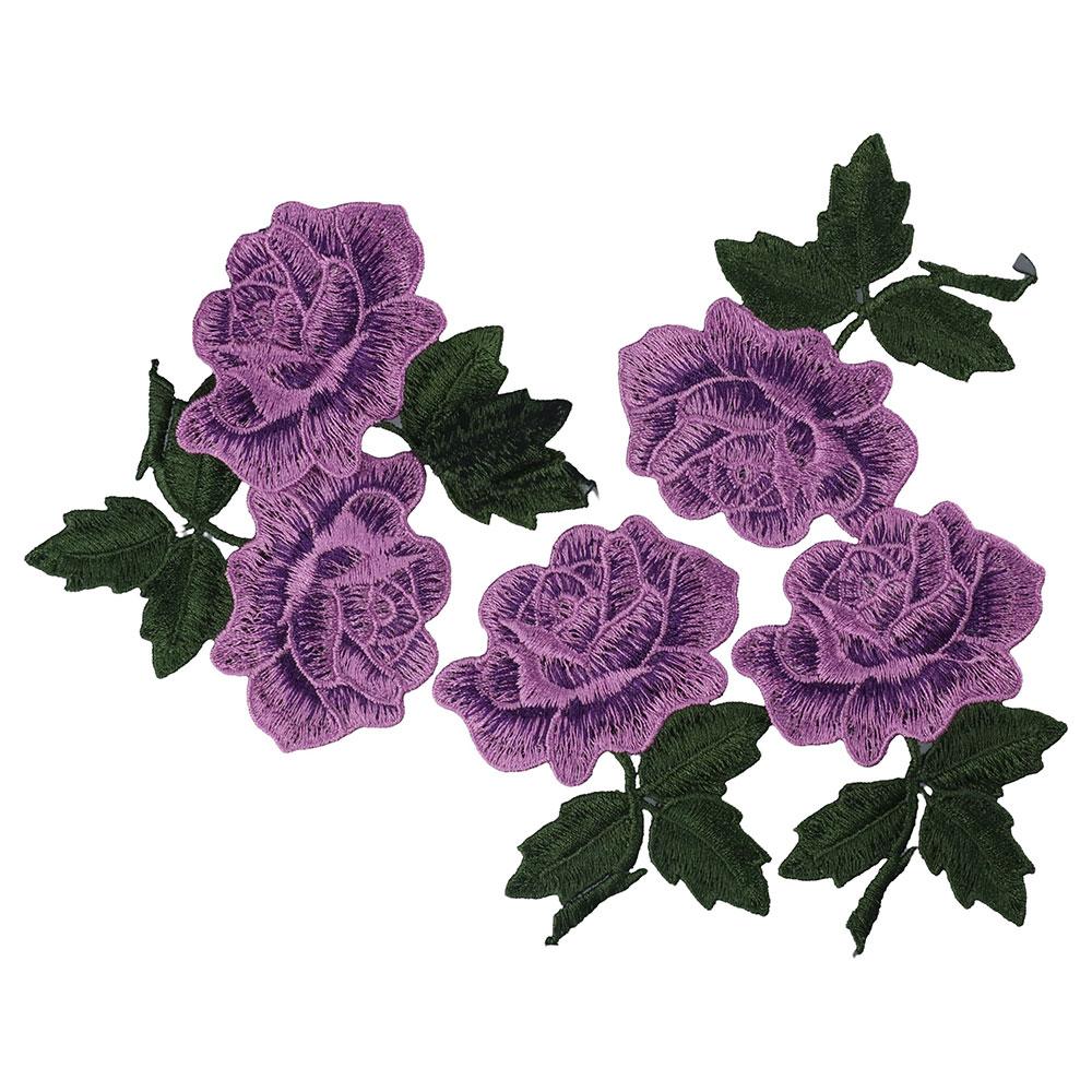 

10Pcs Flowers 10Pcs Purple Flower Floral Embroidered Appliques Sew on Patches Backpacks антична латунь кольору