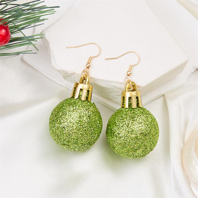 Frohe Weihnachten Bunte Pailletten Kugelform Ohrringe für Damen Grün Rot Damen Kreativer Ohrring Mädchen Neujahrsparty Schmuck