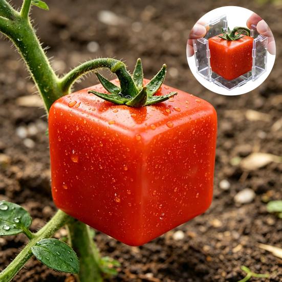 Fruchtformform zum Wachsen einzigartiger dreieckiger kubischer Früchte Transparente Kunststoffform Wiederverwendbare Gemüse-Frucht-Wachstumsform für Tomate Erdbeere