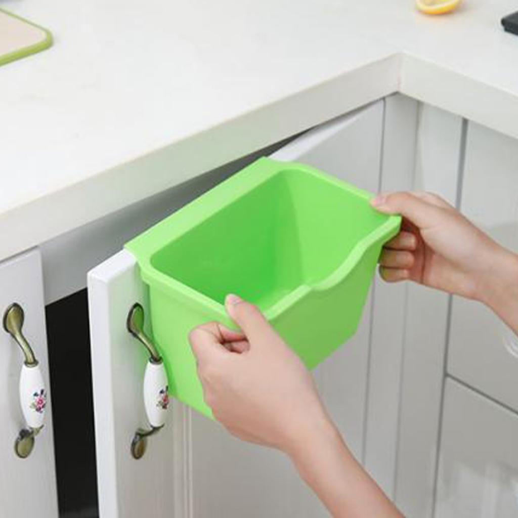 Hanging Trash Can Space Saving Large Capacity Uncovered Garbage Waste Bin for Home Kitchen Bathroom Small Size Green