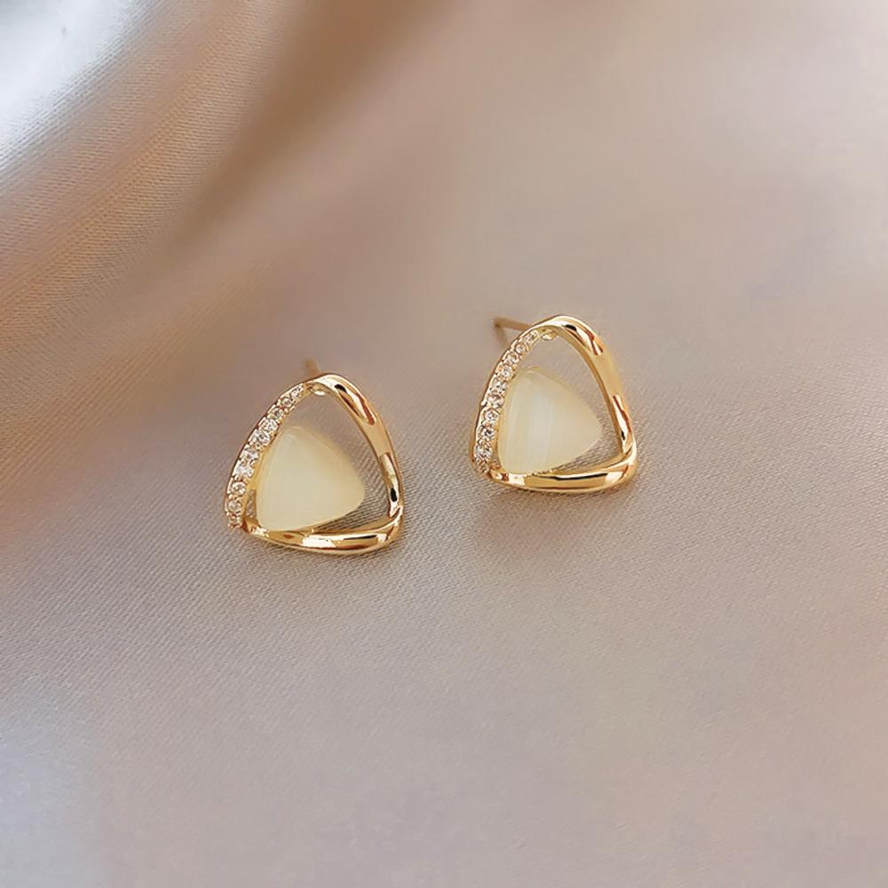

Premium Sense Diamond-set Oil Drop Earrings Niche Versatile Elegant Temperament Earrings Light Luxury Orphan Earrings Women