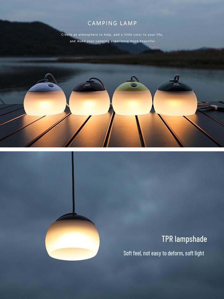 Rechargeable LED Camping Lantern: Waterproof Silicone Hanging Lamp with Cold/Warm Light and Type-C Port