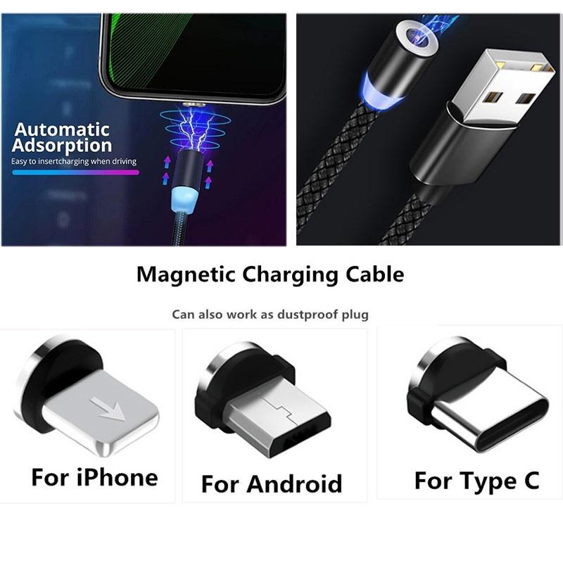 Magnetic Charging Head 360 Degree Rotation For Android And Iphone Aluminum Alloy Charging Interface