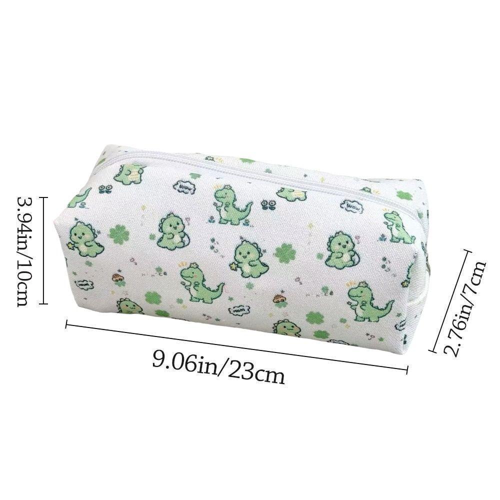 Dinosaur Pattern Dinosaur Pencil Case Metal Zipper Rectangular Shape Stationery Organizer Cute Style Large Capacity