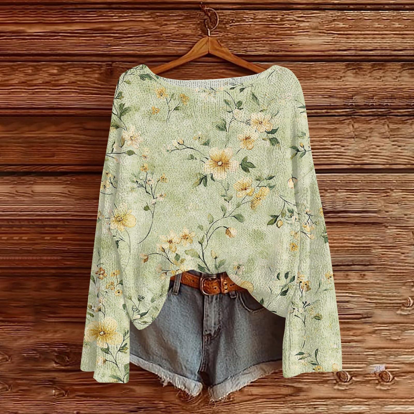 

Свитшоты для женщин Вязаный свитер Милая рубашка Осенний круглый вырез Пуловер Топы M