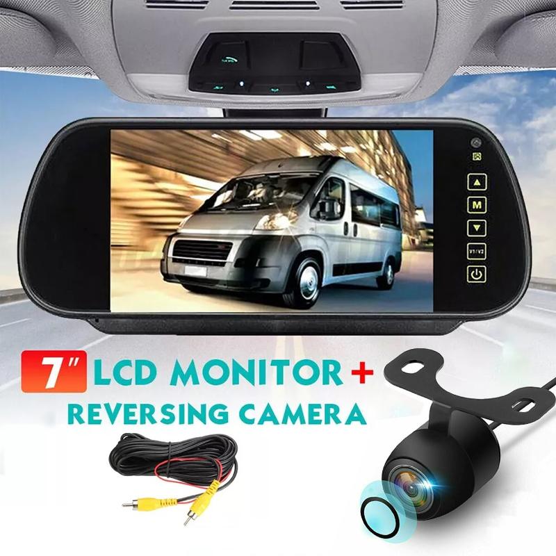 7inch Mirror Monitor+Backup Camera Set Parking Assistant Vehicle Night Vision with 6m Video Cable - Universal Fit for Truck