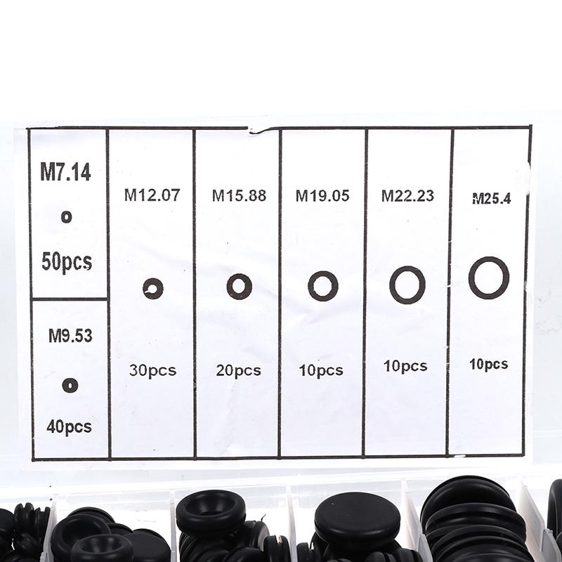 170Pcs Closed Seal Ring Car Rubber Grommet Hole Plug Electrical Wire Gasket Kit