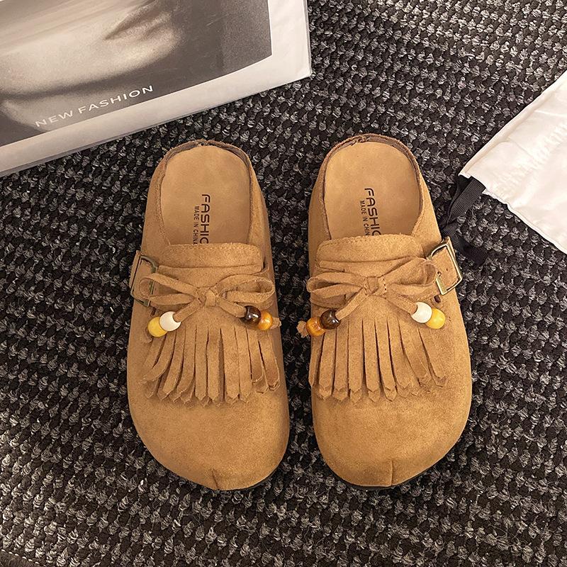 Yellow Platform Birkenstock Shoes Bag Head Half Slippers Women Wear One Pedal To Increase Height Summer and Autumn 2025 New Cool Slippers