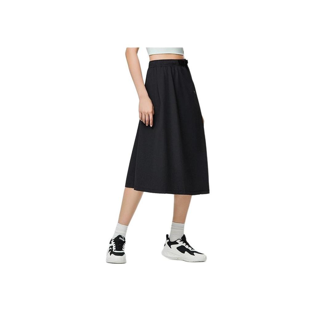 Anta Fashion Quick-Dry Sports Slimming Irregular Casual Long Skirt Women Skirts Basic-Black 162427208-3