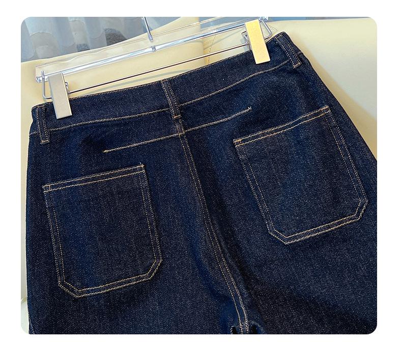 Women's Denim Blue Wide-Leg Jeans - Spring/Autumn 2026 Fashion: Curved Straight-Leg Style