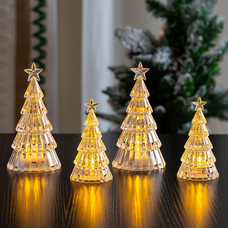 Christmas decorations, mini glowing crystal tree desktop ornaments, cross - border creative children's Christmas gift lights