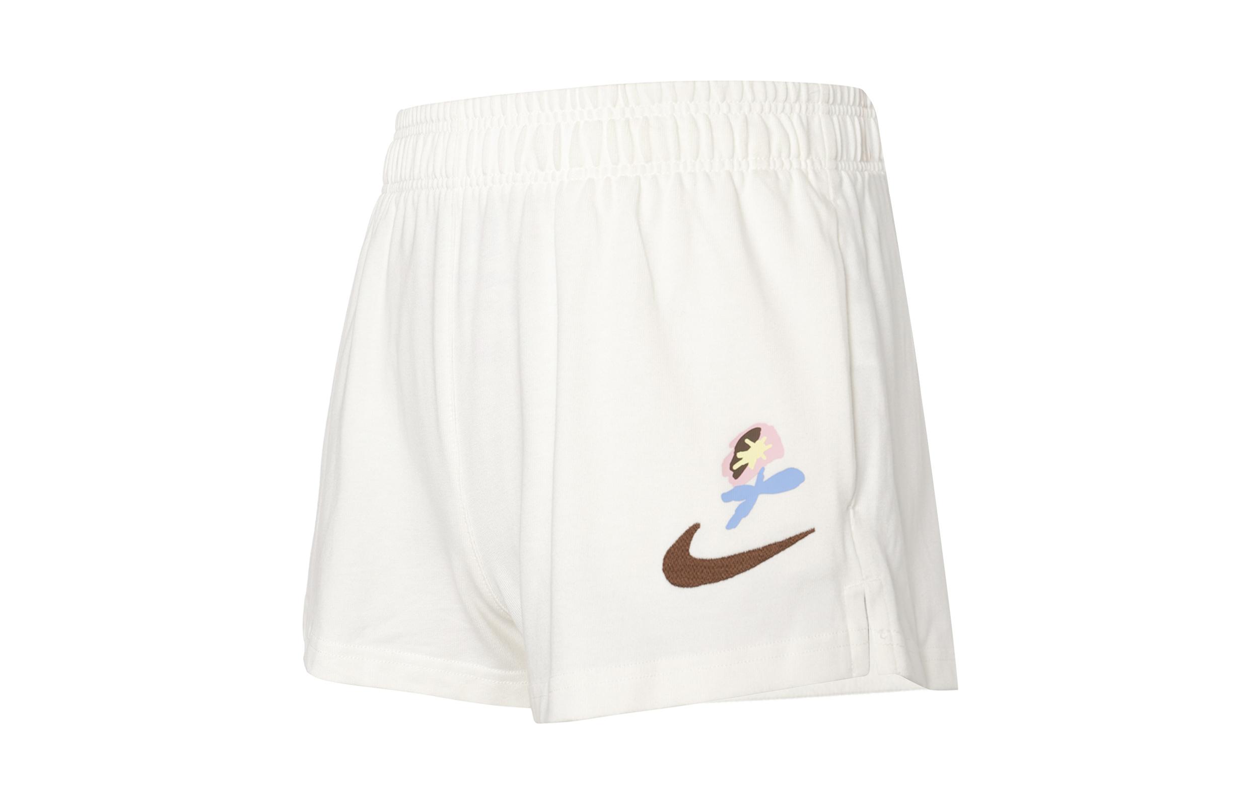 Nike Sportswear Women s Logo Print Elastic Shorts  Sail White  FJ7716-133 XL