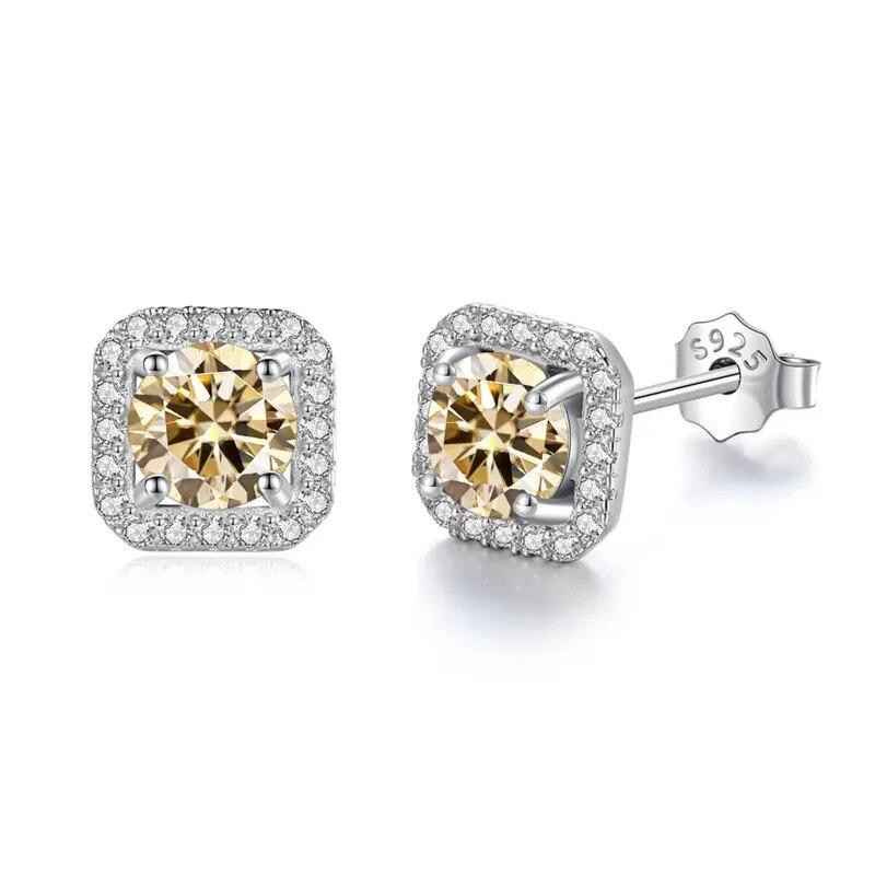 Bague Ringen S925 Sterling Silver Fashion Square Silver Needle Earrings Temperament Set 1ct D Moissente Celebrity Earrings