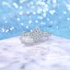 S925 Silver Gold-Inlaid Four-Leaf Clover Moissanite Pave Setting Ring Women Light-Luxury Floral Row Engagement Wedding GRA