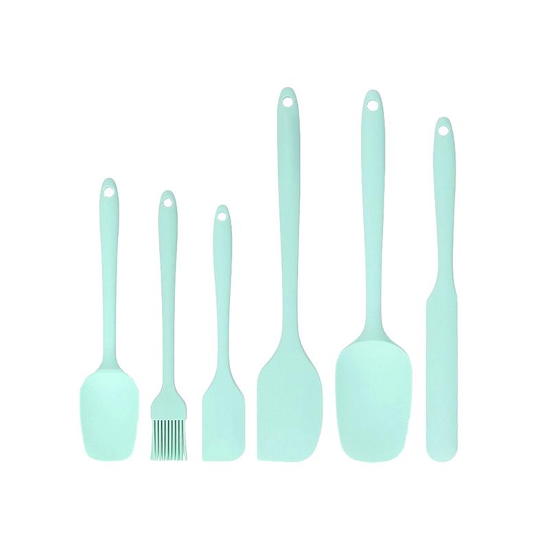 

6pcs Food Grade Silicone Spatula Set Cream Mixing Spoon Cake Spatula Heat-Resistant For Cooking Mixing Baking Kitchen Tools светло-зеленый
