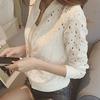 Korean Stylish Thin Long Sleeve Lace Hollow Out Jackets for Female Anti-UV Short Outwear White Bomber Women Clothing