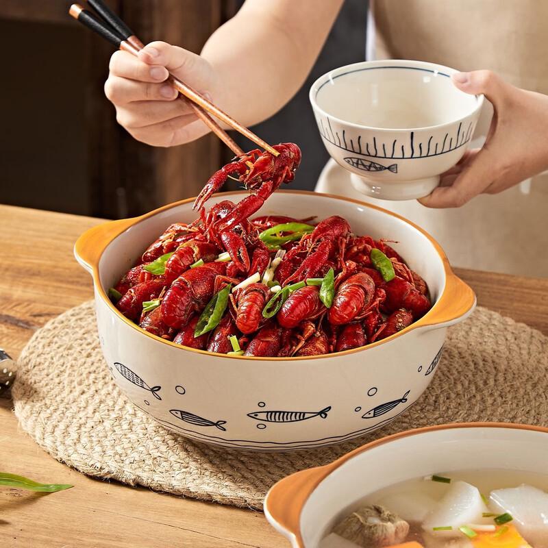 

Керамическая суповая миска Chuanqi с двумя ручками