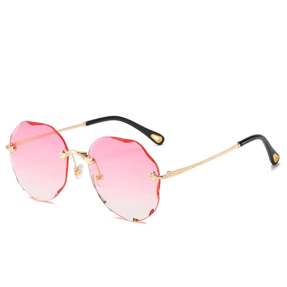 New Stylish Female Male Vintage Fashion Gradient Sun Glasses Round Cut Rimless Sunglasses Women Men Eyeglasses Gif Sunglass