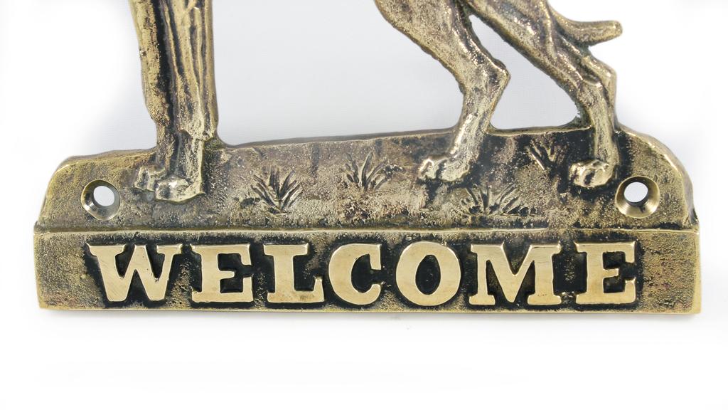 Dog Niemiecki I - Tabliczka Na Drzwi Z Psem, Mosiężna Plakietka Powitalna, Wyjątkowy Szyld Z Napisem Welcome Marki Art-Dog