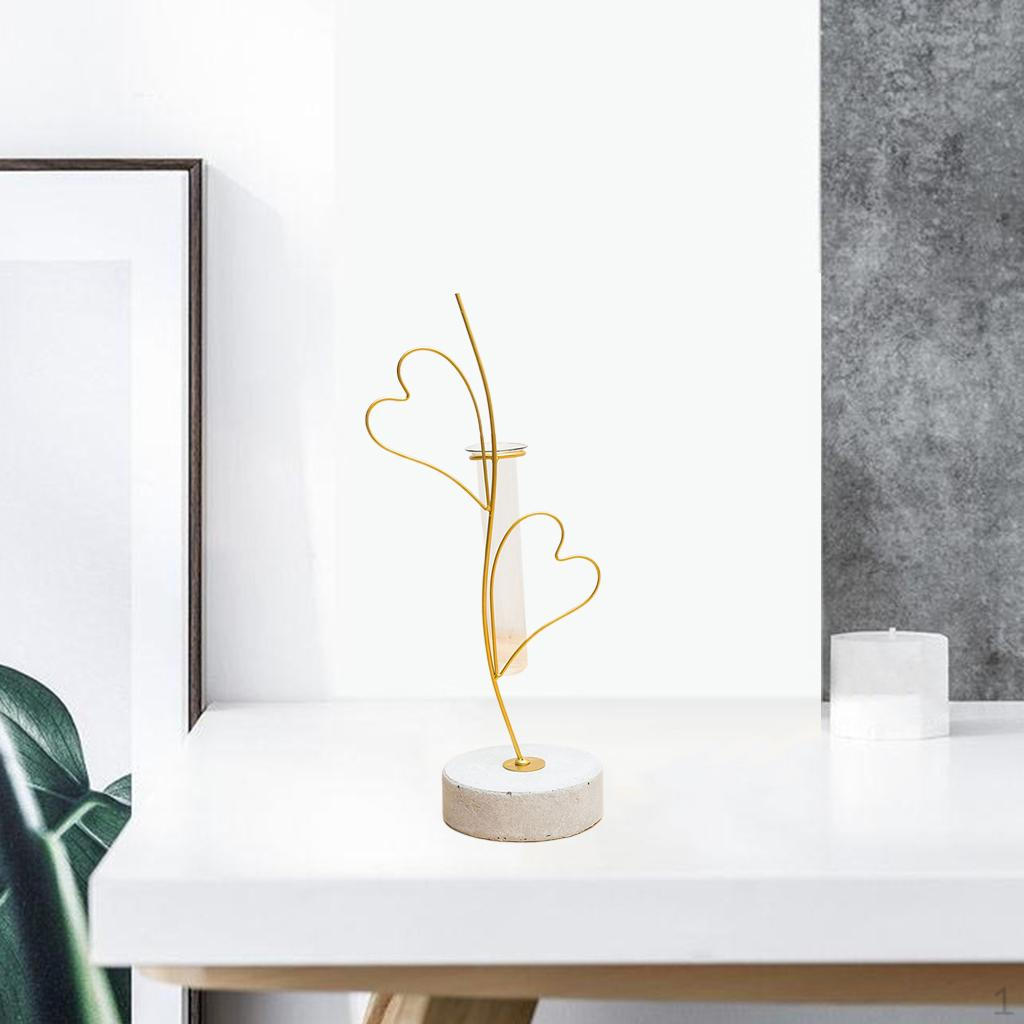 Terrarium with Metal Stand, Air Er Bulb Glass Vase Holder Retro Tabletop for S Home and Garden