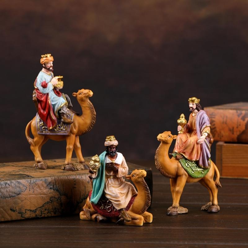 Christmas Nativity Figurines Resin Nativity Scene Statue with Stable Holy Family Statue Table Centerpieces Home Decors