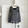 Fransk Retro Elegant Y2k 3-delt Sett Dame Vintage Ensfarget Langermet Genser + Blonder Casual Vest + Rutete Chic Skjørt Høst 2024
