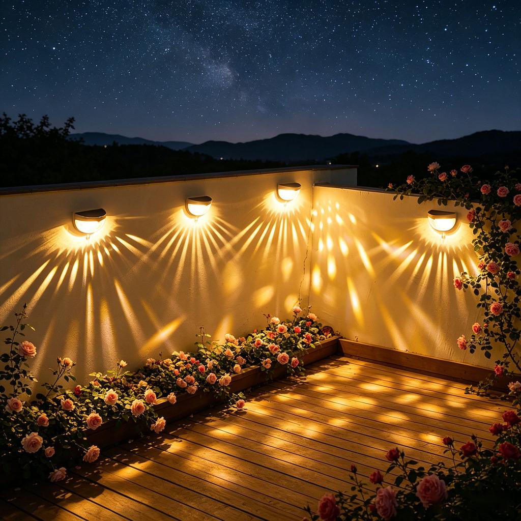 Solar Powered Half Moon Fence Lights 2 Pack Outdoor Waterproof LED Garden Decorative Lighting for Pathway Wall Patio Deck