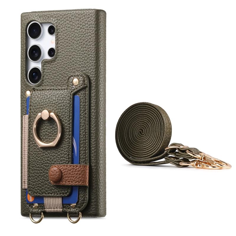 Ring Stand Card case Cover for Galaxy S21/S22/S23/S24/S25, for Samsung A13/A14/A15/A16/A23/A24 Lanyard Wallet Case Phone Cover