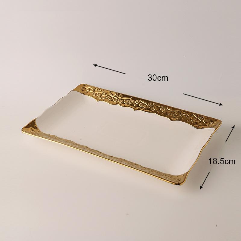 Golden Edged Ceramic Dining Plate Western Style Steak Plate Pasta Dish Sushi Plates Salad Bowl Serving Plates Dessert Bowl Dish