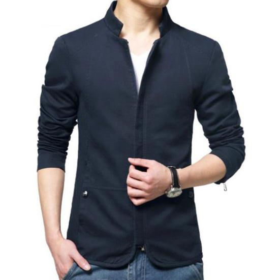 Męska kurtka bomberka w jednolitym kolorze jesienna casualowa dopasowana kurtka zapinana na zamek odzież wierzchnia