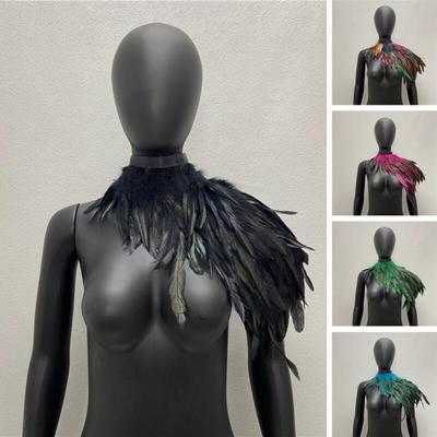 Fake Feather Shrug Shawl Shoulder Wrap Cape Soft Adjustable Retro Gothic Collar Cosplay Party Body Stage Performance Fake Collar Dancer Costume