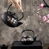 300ML 600ML 800ML Japanese Iron Tea Pot Plum and Bamboo Painted Cast Iron Kettle Boiling Water Set with Strainer Pot