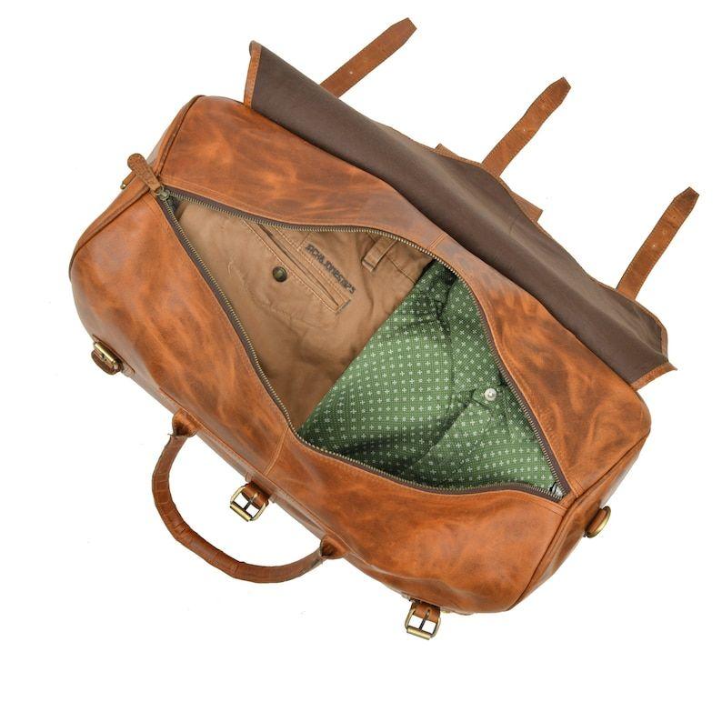 Leather Duffle Bag: Handmade Brown Weekender Travel Bag