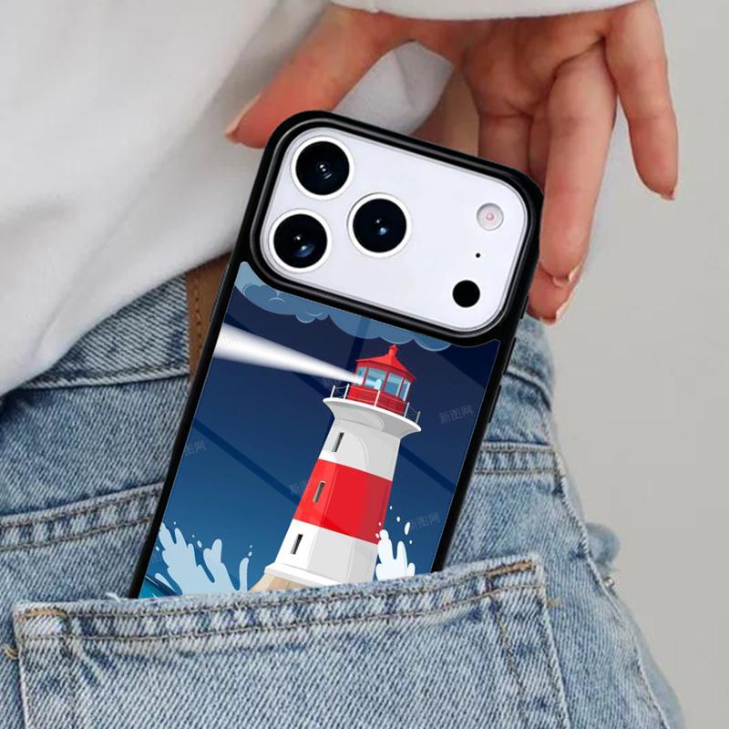 Abstract highway landscape lighthouse Phone Case for iPhone 16e 15 14 13 12 17 Pro Max Plus Air 17pro Cover Coque