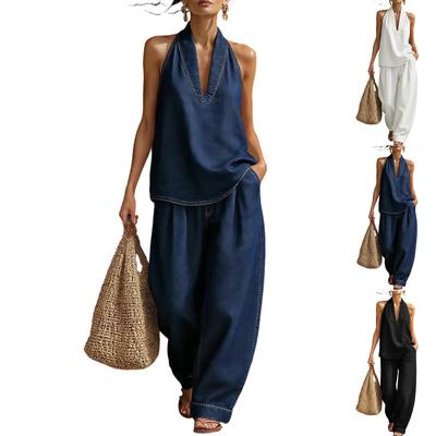 Damen Vintage Used gewaschener Denim-Anzug