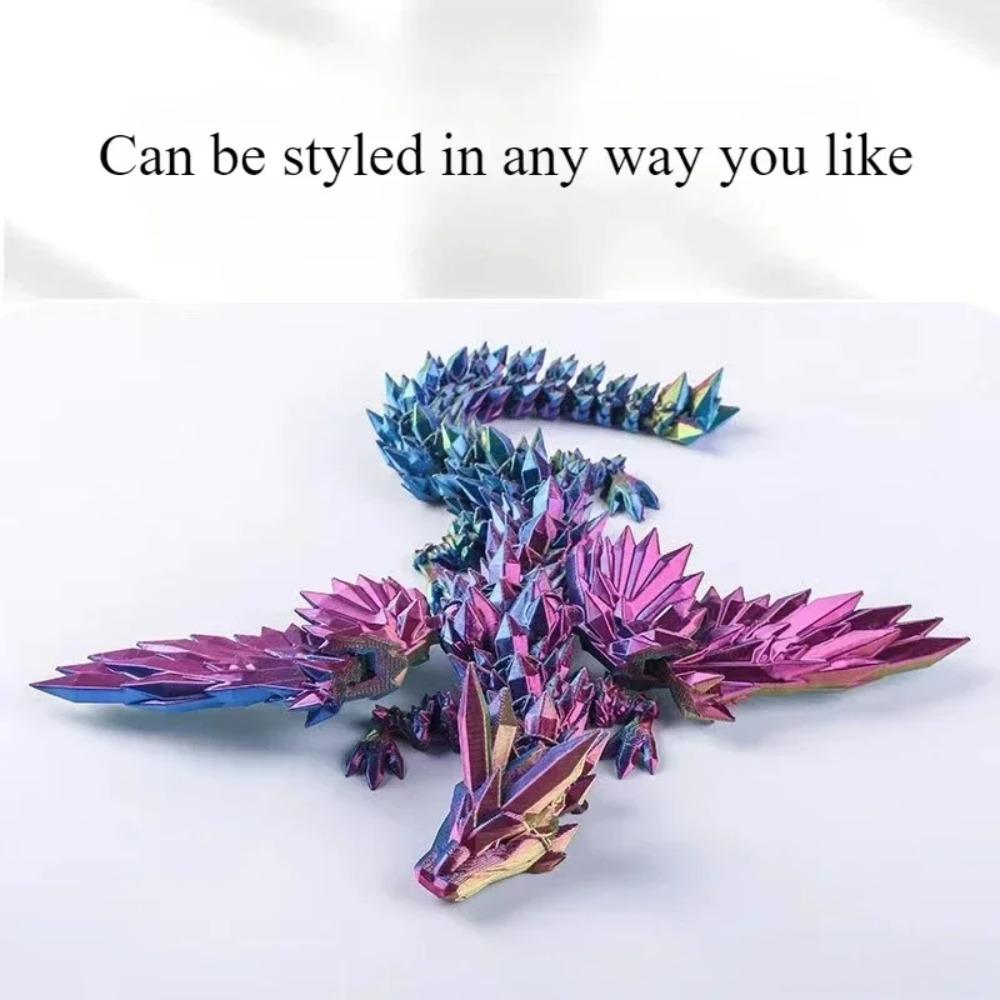 3D-gedruckter Drache Bunter Edelstein Drachenfiguren Bewegliches Gelenk Drehbar Gelenkige Drachen-Bastelarbeiten Schreibtisch Westliche Actionfigur
