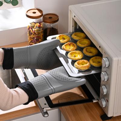 Thicken Silicone Oven Mitts Set Heat Resistant Thick Cotton Slip-Resistant Cooking Mitts Kitchen Waterproof Protect Hands Gloves