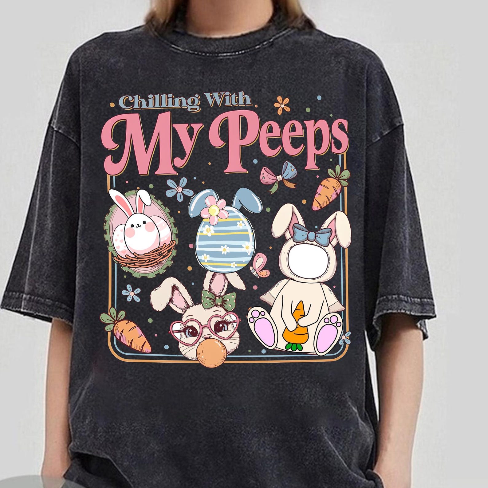 Chillin With My Bunnys Shirt, Silly Rabbit Easter Shirt, Coquette Happy Easter Tshirt, Cute Bunny Lover Gifts, Blessed Easter Day Shirt M