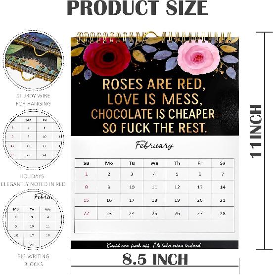 Fuck It Again - 2026 Calendar for Women Who’ve Had Enough, 8.67"x11.2" 2026 Large Wall Calendar, with Stress & Emotion-Release Monthly Quotes,