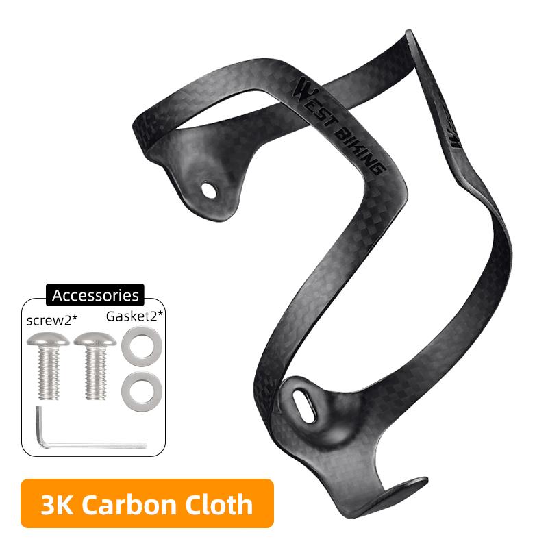 WEST BIKING Carbon Fiber Bicycle Water Bottle Holder Lightweight Integrated 3K/UD Carbon Bike Cycling Bottle Cage Cups Holder