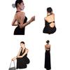 Design halter neck dress female summer royal sister style slim dress long dress black temperament hip skirt
