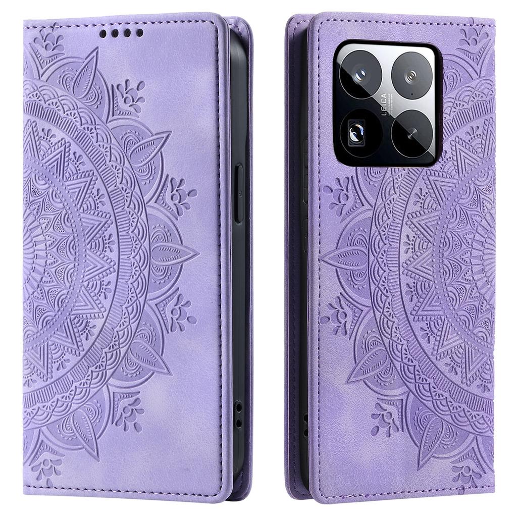 Style 010 For Xiaomi 15 Pro Case Mandala Pattern Magnetic Closing Leather Phone Cover