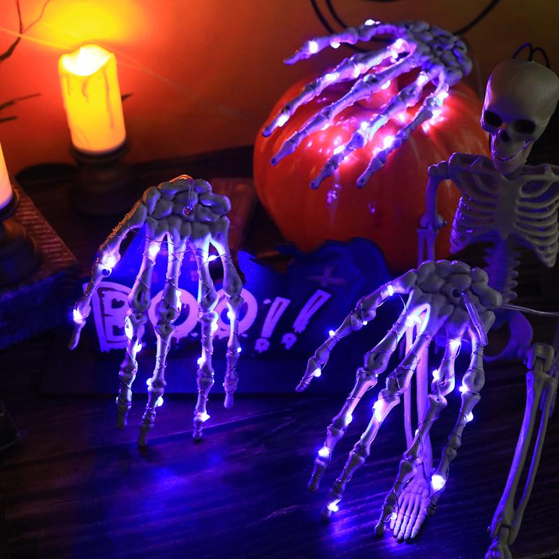 Halloween LED Decorative Lights Skeleton Hand Ghost Claw Ghost Festival Copper Wire Light String Horror Atmosphere Light