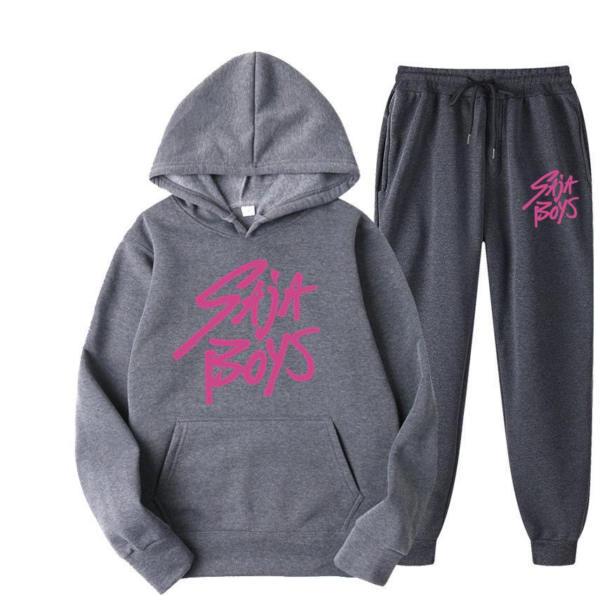 New Saja Boys Sweater Two-piece Men's and Women's Fleece Hoodie Set