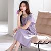 nightdress with chest pad women's summer pure cotton short-sleeved thin 1011 new summer pregnant women's advanced purple pajama skirt