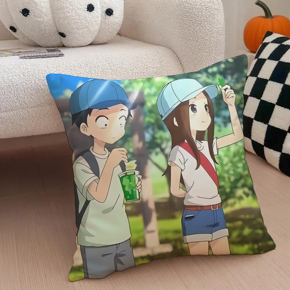Anime Cartoon T-Teasing Master Takagi-San Cushion Cover Throw Pillow Cover Hidden Button Durable Polyester Chair Cushion