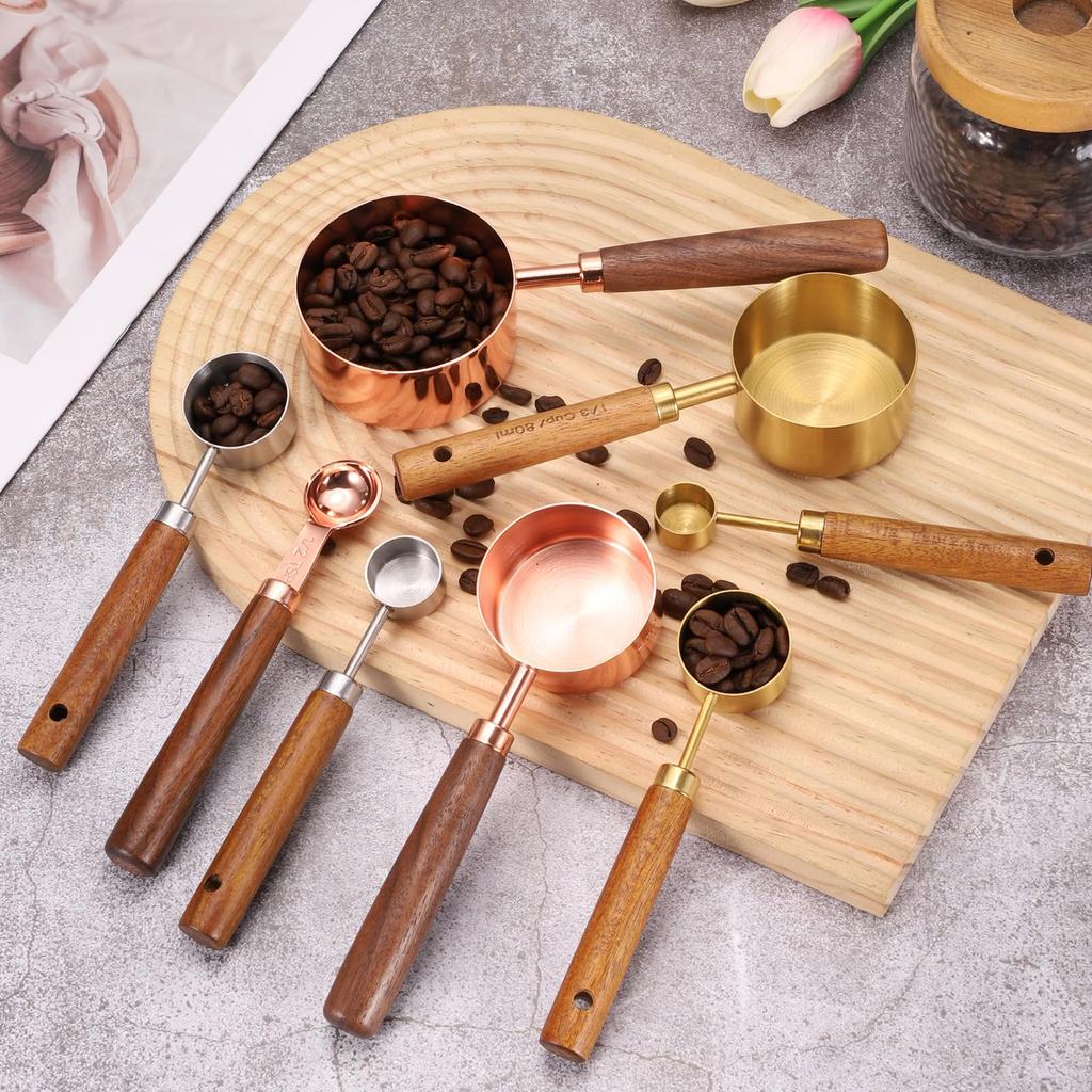 uxcell 5ml Stainless Steel Coffee Spoon with Wooden Handle - For Coffee Powder, Tea, Sugar, Cooking, and Baking
