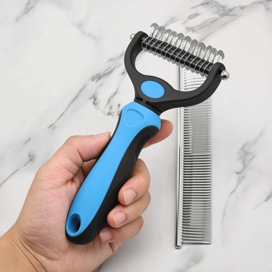 Pet Detangling Rake with Rake Cat Dematting Comb Double-Sided Undercoat Brush Deshedding Brush