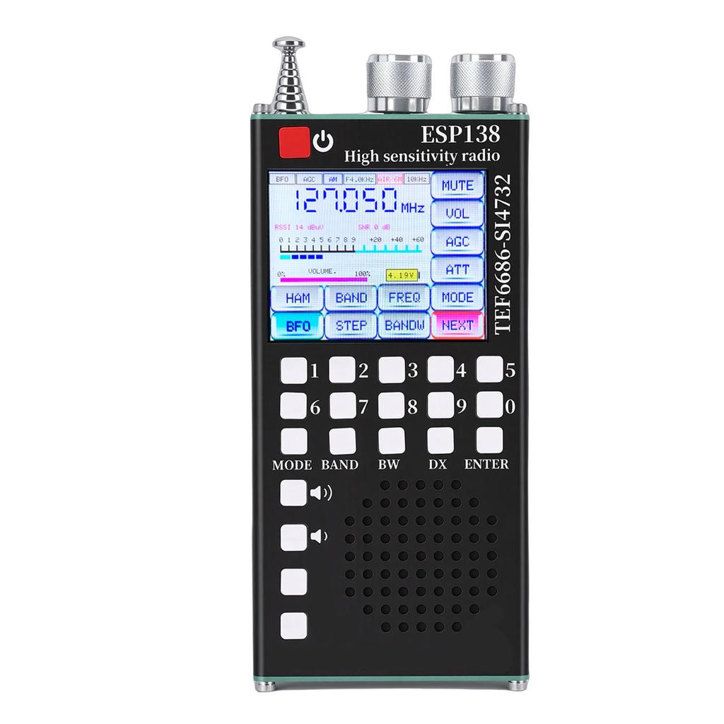 Full Band Radio FM LW MW SW Air SSB Band Dual Systems 2.4 Inch IPS Touchscreen Handheld Bluetooth Radio